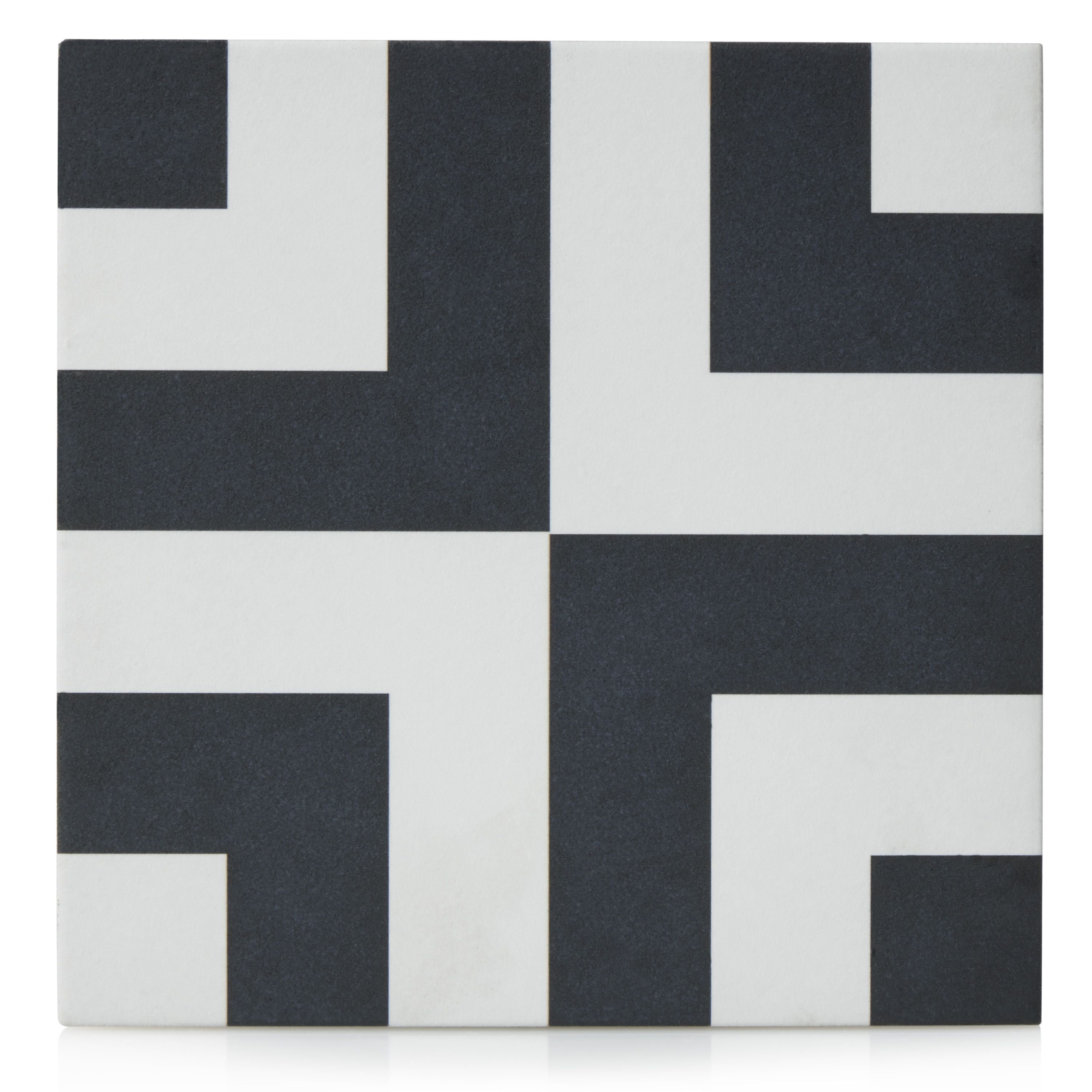 8x8 Black and White Square porcelain tile - Industry Tile